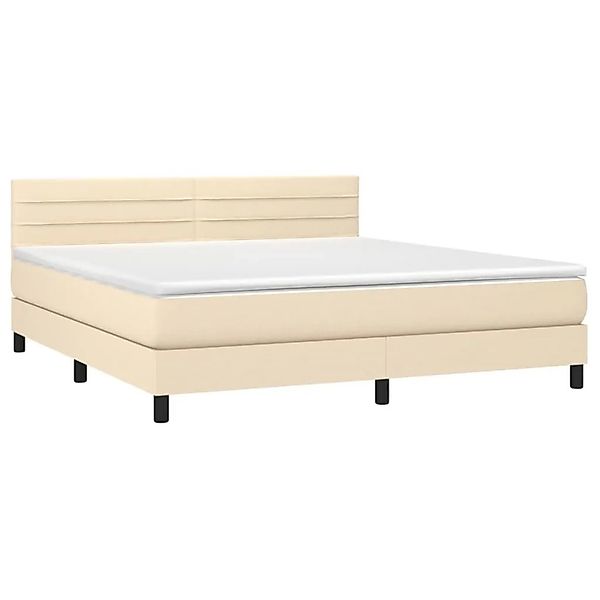 vidaXL Boxspringbett mit Matratze & LED Creme 160x200 cm Stoff 3133250 günstig online kaufen