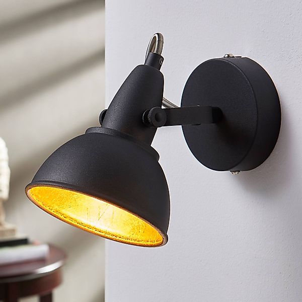Wandleuchte Julin, Vintage-Look, schwarz-gold günstig online kaufen