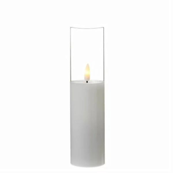 MARELIDA LED Kerze im Glas Windlicht Echtwachs flackernd H: 20cm weiß günstig online kaufen
