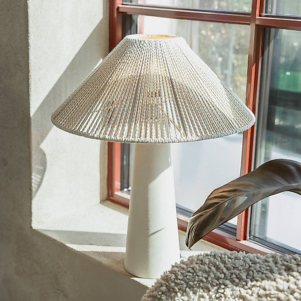 Tischleuchte Favoro, creme, Höhe 50 cm, Keramik, Textil günstig online kaufen