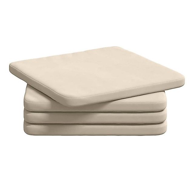 vidaXL Sitzauflage Sitzkissen 4 pcs Beige 40 x 40 x 3 cm Mikrofaserstoff, ( günstig online kaufen