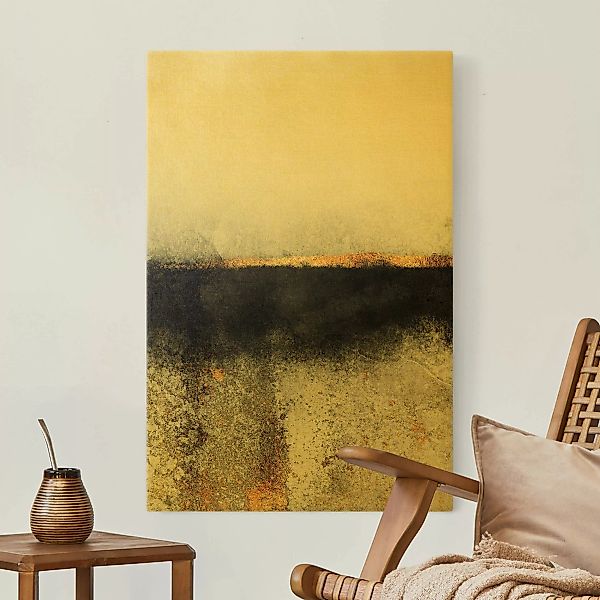 Leinwandbild Gold Abstrakter Goldener Horizont Schwarz Weiß günstig online kaufen