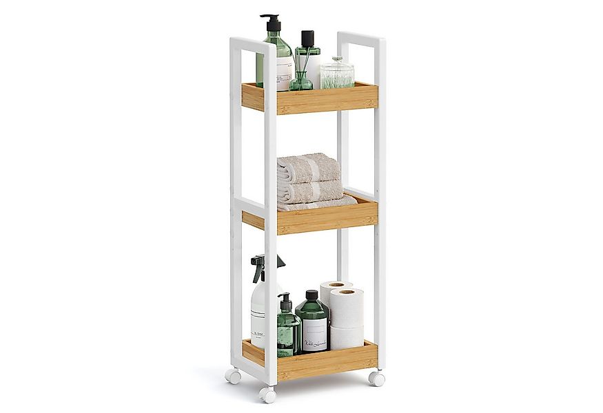 SONGMICS Badregal BCB083, SONGMICS Rollwagen, Badezimmerregal mit 3 Ebenen günstig online kaufen