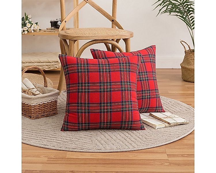 Rosnek Kissenbezug Kariert Kissenbezug Weihnachten Kissenhülle Wohnkultur,4 günstig online kaufen