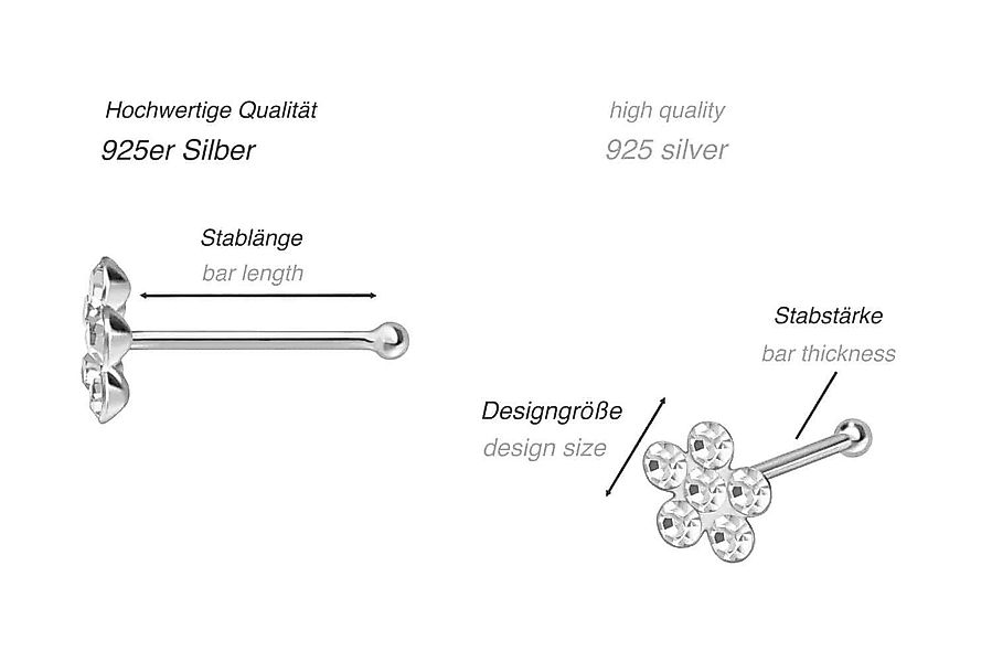 PIERCINGLINE Nasenpiercing 925er Silber Nasenstecker Pin günstig online kaufen