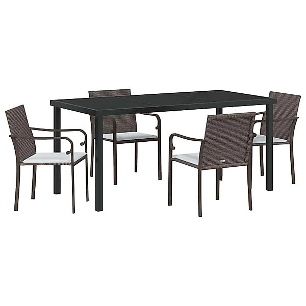 vidaXL Garten Essgruppe 5-Tlg Braun Poly Rattan 3379047 günstig online kaufen