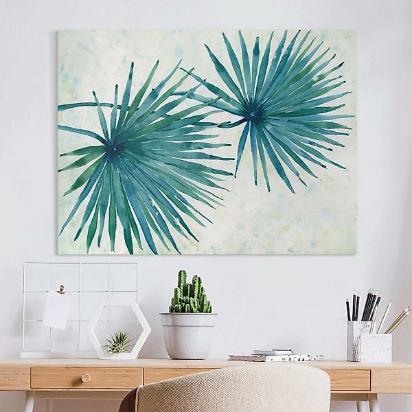 Leinwandbild Tropische Palmenblätter Close-Up günstig online kaufen