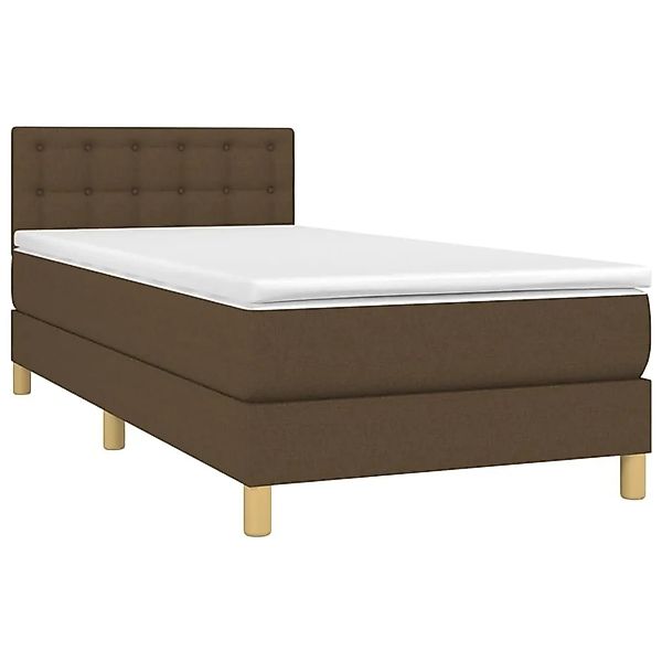 vidaXL Boxspringbett mit Matratze & LED Dunkelbraun 90x200 cm Stoff 3134008 günstig online kaufen