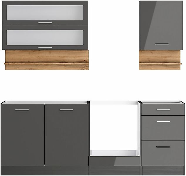 KOCHSTATION Küchenzeile "KS-Milan", 210 cm breit, robuste Metallauszüge, vi günstig online kaufen