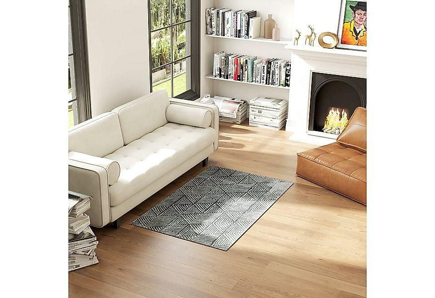 HOMCOM Teppich waschbar, Rechteckig, Höhe: 15 mm, für Wohnzimmer, Schlafzim günstig online kaufen