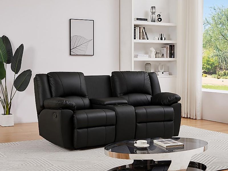 Relaxsofa 2-Sitzer - Rindsleder - Schwarz - AROMA günstig online kaufen