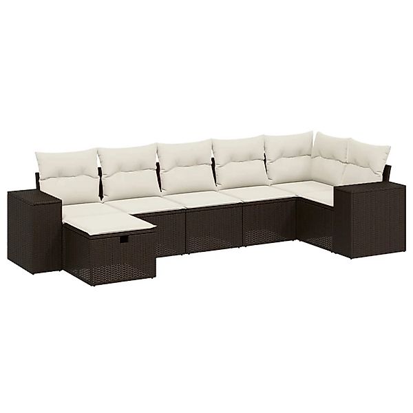 vidaXL 7-Tlg Garten-Sofagarnitur mit Kissen Braun Poly Rattan 3264439 günstig online kaufen