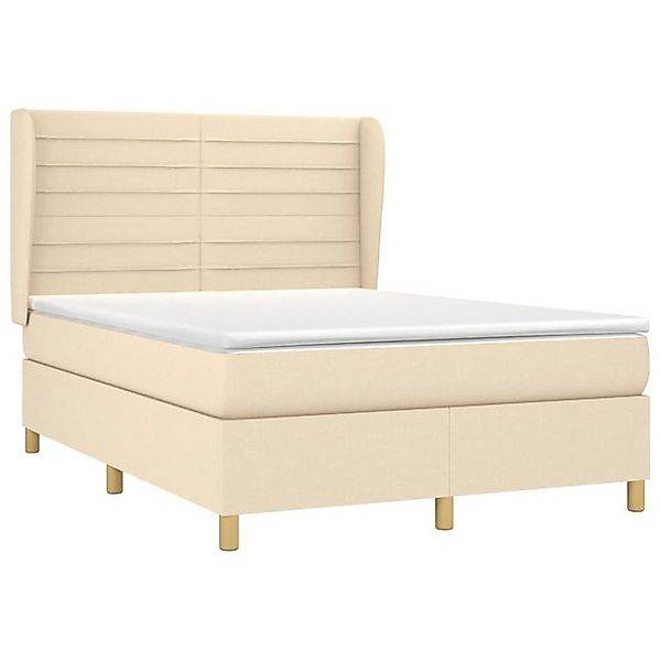 vidaXL Bett Boxspringbett mit Matratze Creme 140x190 cm Stoff günstig online kaufen