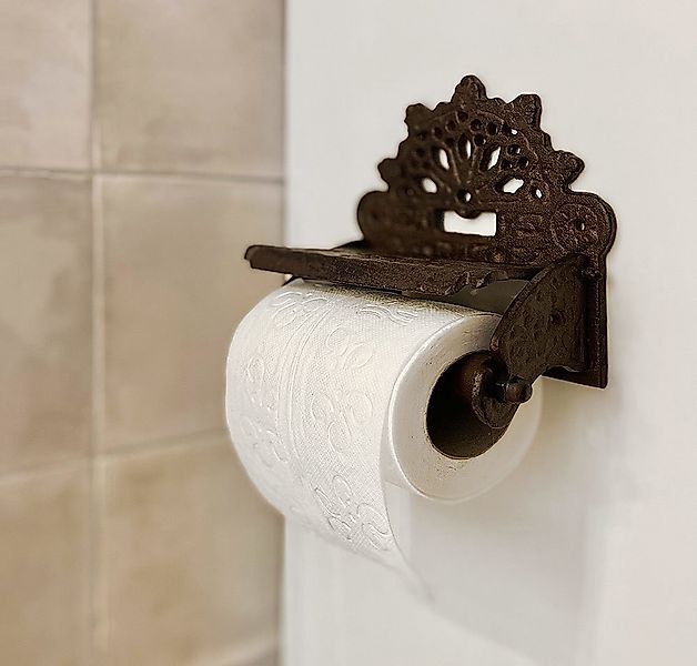 Toilettenpapierhalter Nostalgie Gusseisen Rustikal Antik-Stil Braun günstig online kaufen