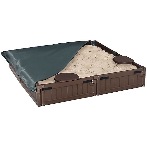 Outsunny Sandkasten Sandbox 4 Sitzer mit günstig online kaufen