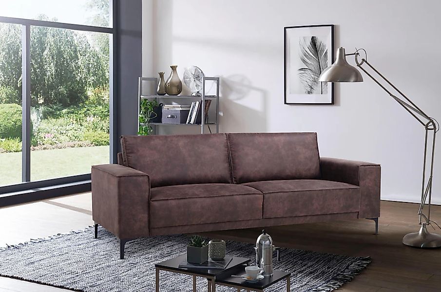 Places of Style 3-Sitzer "3er Sofa Oland, Struktur, Flachgewebe, Luxus-Micr günstig online kaufen