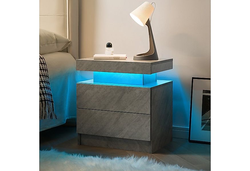 BlingBin Nachttisch LED Nachtschrank Nachtkommode mit 2 Schubladen, Einstel günstig online kaufen