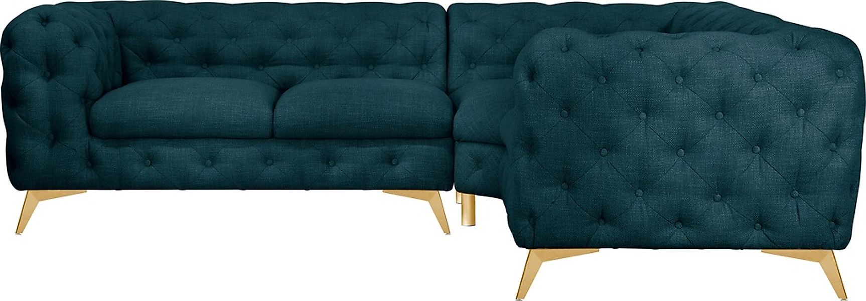 Leonique Chesterfield-Sofa "Ecksofa GLYNIS L-Form mit Wellenunterfederung, günstig online kaufen