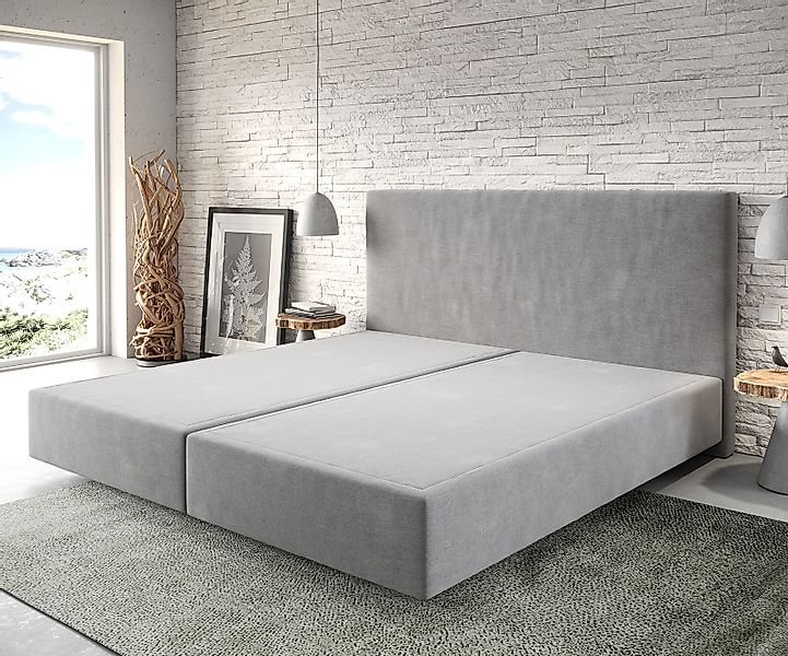 Boxspringgestell Dream-Well Mikrofaser Grau 200x200 cm günstig online kaufen