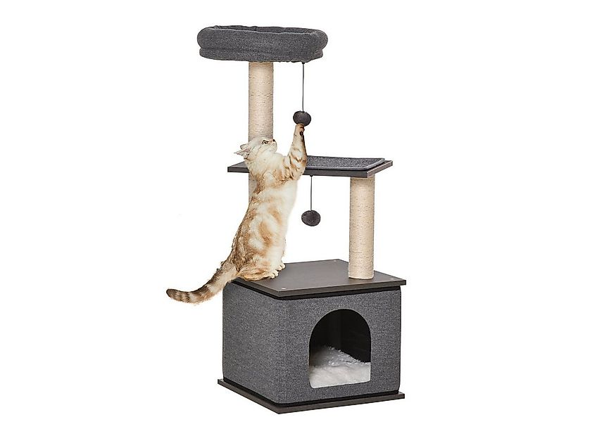 PawHut Kratzbaum Katzenkratzbaum Katzenspielzeug Kletterbaum Sisal Dunkelgr günstig online kaufen