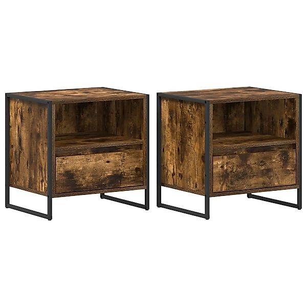 vidaXL Nachttisch 2 Stk Raucharbe 50 x 39,5 x 50 cm Holzwerkstoff 886671 günstig online kaufen