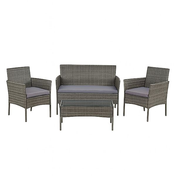 HTI-Living Gartenlounge-Set Gartenmöbel Grau 4-teiliges Set günstig online kaufen