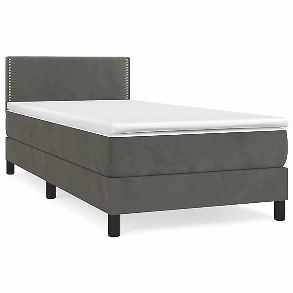 Vidaxl Boxspringbett Mit Matratze Dunkelgrau 100x200 Cm Samt günstig online kaufen
