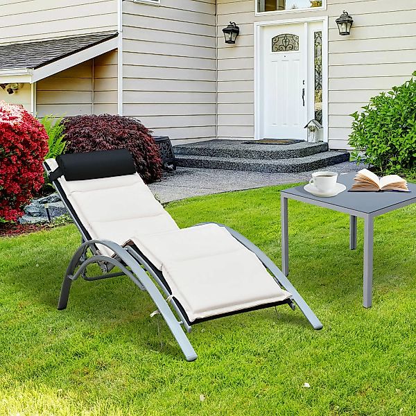 Outsunny Sonnenliege Gartenliege Gartenstuhl Relaxsessel Liegestuhl Alu ver günstig online kaufen