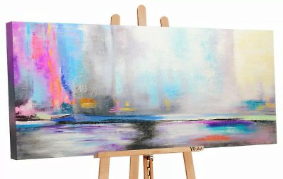 YS-Art™ "Gemälde Acryl ""Nordlicht"" handgemalt auf Leinwand 115x50 cm" gra günstig online kaufen