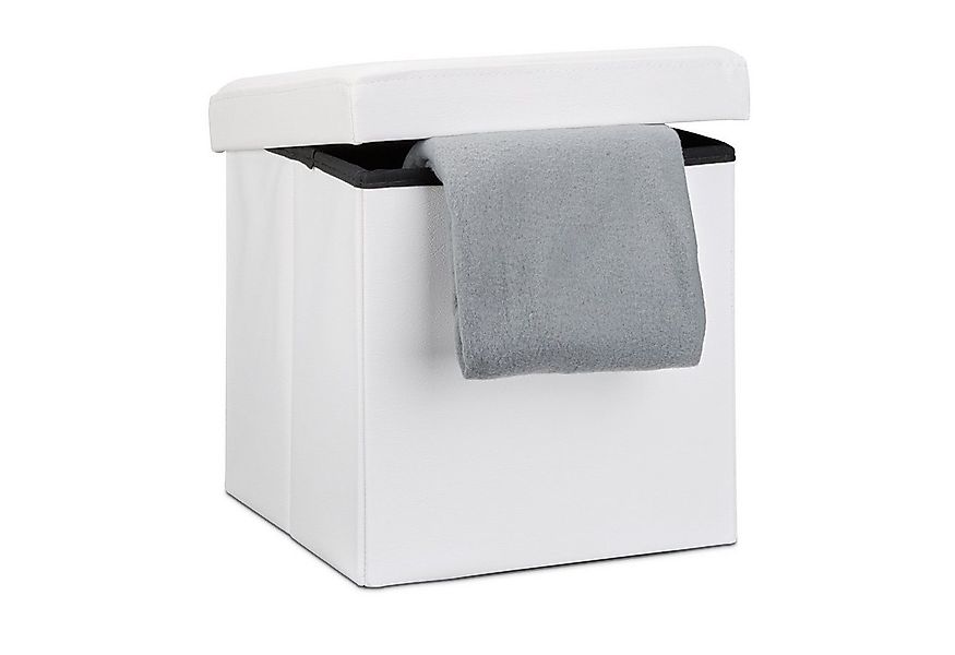 relaxdays Sitzhocker Faltbarer Sitzhocker Kunstleder, weiß günstig online kaufen