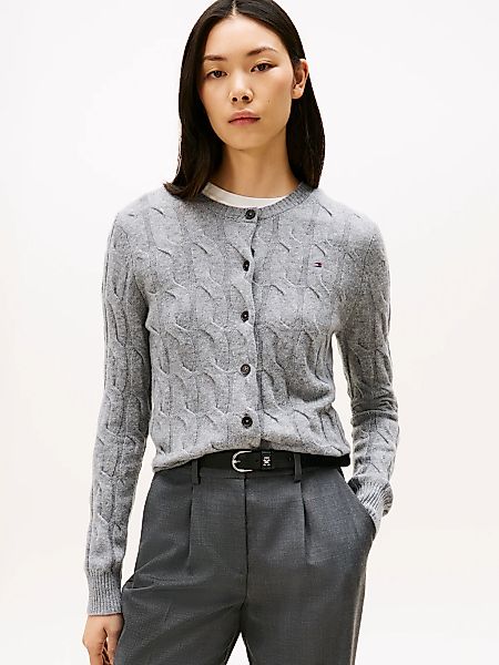 Tommy Hilfiger Strickjacke "SOFT WOOL CABLE C-NK LS CARDIGAN", mit Zopfmust günstig online kaufen