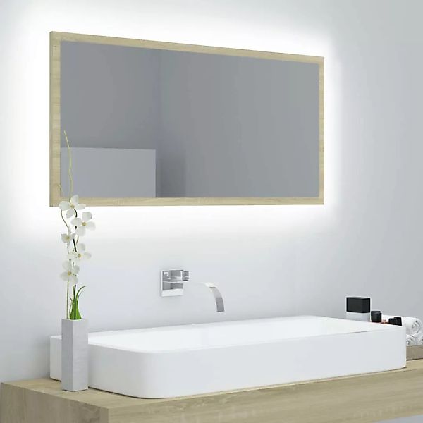 Led-badspiegel Sonoma-eiche 90x8,5x37 Cm Spanplatte günstig online kaufen