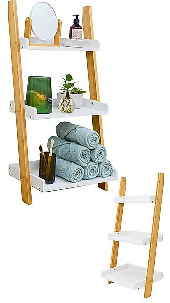 DuneDesign Regal 3 Fächer Bambus Leiterregal 45x90 Badezimmer, Holz Leiter günstig online kaufen