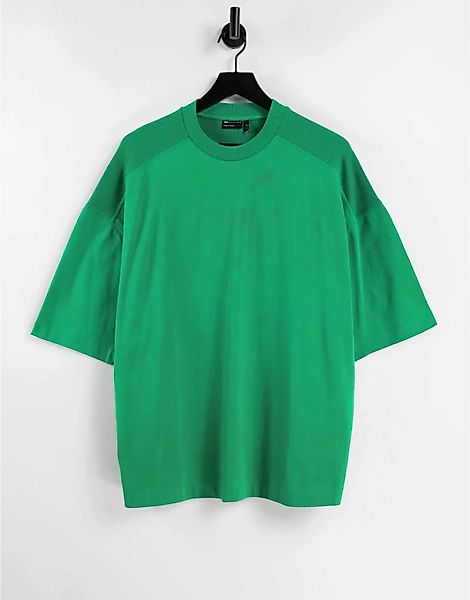 ASOS DESIGN – Oversize-T-Shirt in Hellgrün mit halblangen Ärmeln, Waffelstr günstig online kaufen