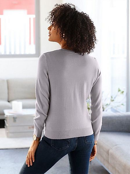 Sieh an! Strickpullover Rundhals-Pullover Langarm Jersey mit gerippten Absc günstig online kaufen