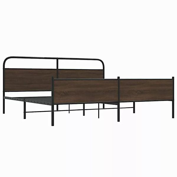 vidaXL Bett Metallbett ohne Matratze Braun Eichen-Optik 183x213 cm günstig online kaufen