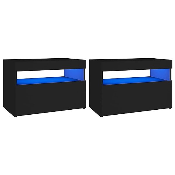 vidaXL Nachttisch LED-Leuchten 2 Stk Schwarz 60x35x40cm Holzwerkstoff günstig online kaufen