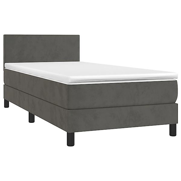 vidaXL Boxspringbett mit Matratze & LED Dunkelgrau 90x200 cm Samt 3134262 günstig online kaufen