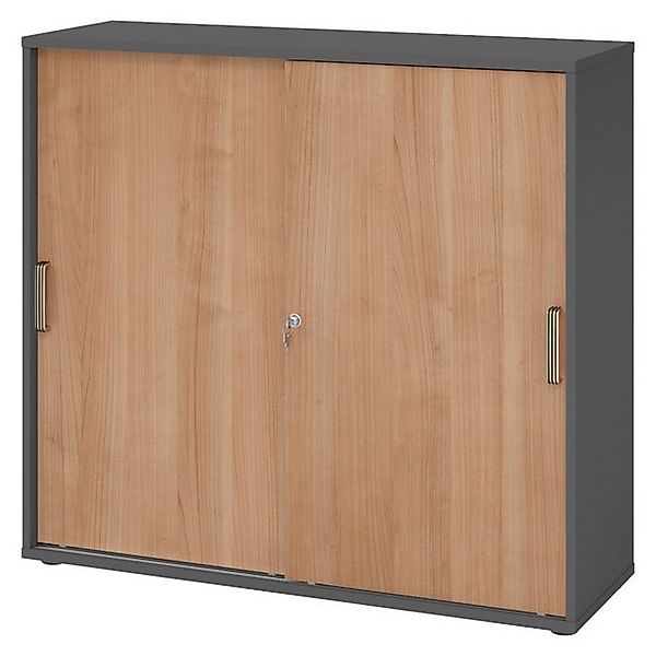bümö Aktenschrank office Schiebetürenschrank Dekor: Graphit/Nussbaum - Grif günstig online kaufen