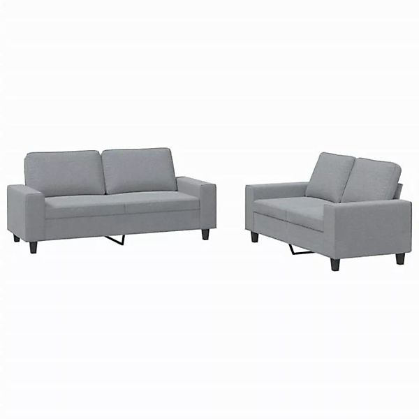 vidaXL Sofa 2-tlg. Sofagarnitur Hellgrau Stoff günstig online kaufen