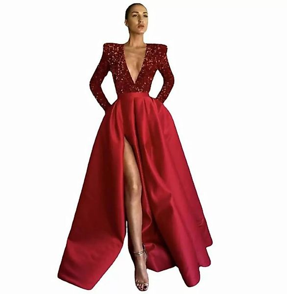 RUZU UG Abendkleid Damen Maxikleid Bankettkleid V-Ausschnitt Sexy Kleid günstig online kaufen