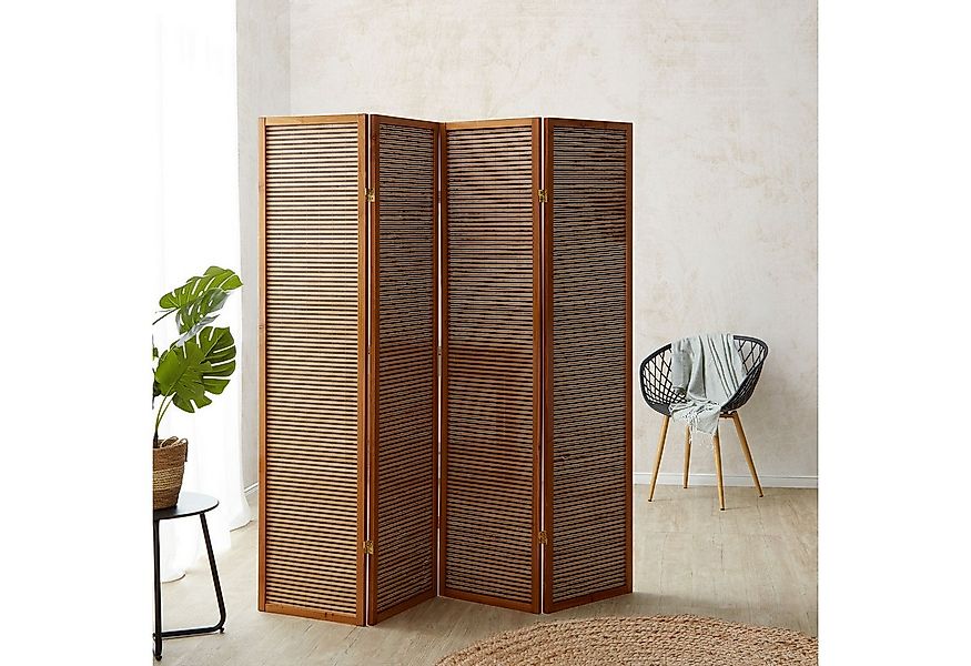 Homestyle4u Paravent 3 fach Raumteiler Holz Trennwand Braun washed Indoor S günstig online kaufen