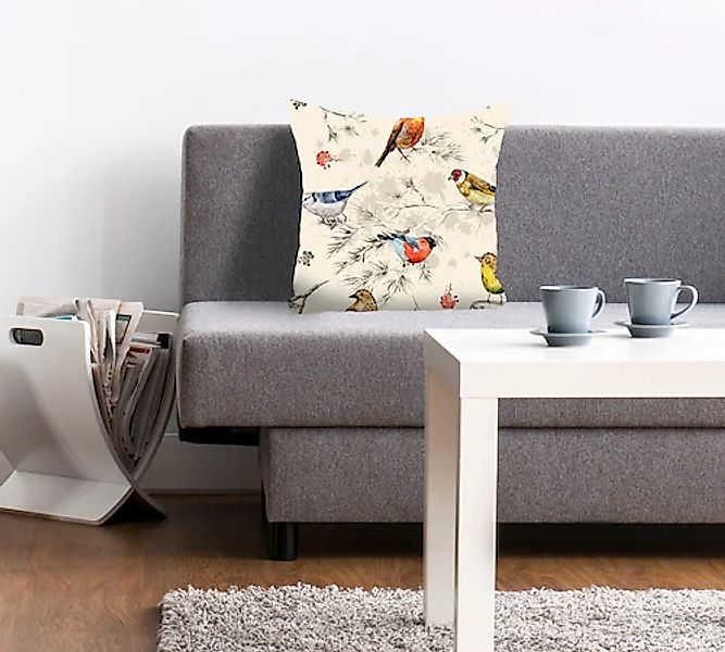 queence Dekokissen »Jay«, Kissenhülle,Bunte Vögel,Vogelmotiv,Farbenfroh,Ver günstig online kaufen
