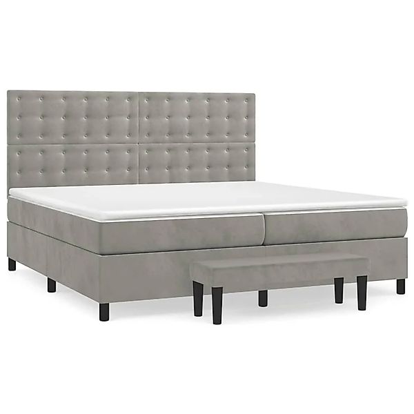 vidaXL Boxspringbett mit Matratze Hellgrau 200x200 cm Samt 3138103 günstig online kaufen