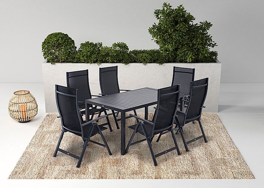 KONIFERA Garten-Essgruppe Messina, (Set, 7-tlg., 6x Sessel, 1x Tisch 160x90 günstig online kaufen
