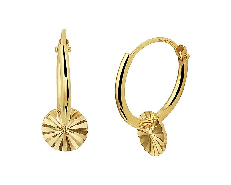 NICEANDnoble Paar Creolen 585er Gelbgold Creolen mit diamantiertem Plättche günstig online kaufen