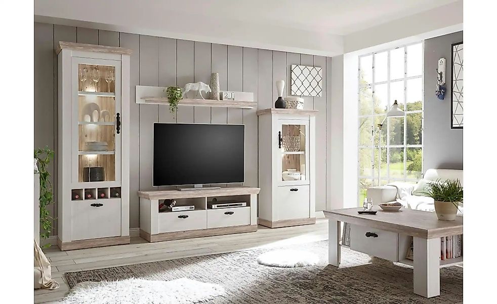 Wohnwand  Roble ¦ weiß ¦ Maße (cm): B: 296 H: 201 Kommoden & Sideboards > W günstig online kaufen