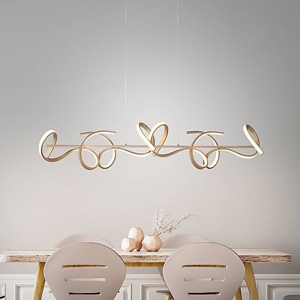 LED-Hängeleuchte Curls, messing, Metall, 99 cm lang, dimmbar günstig online kaufen