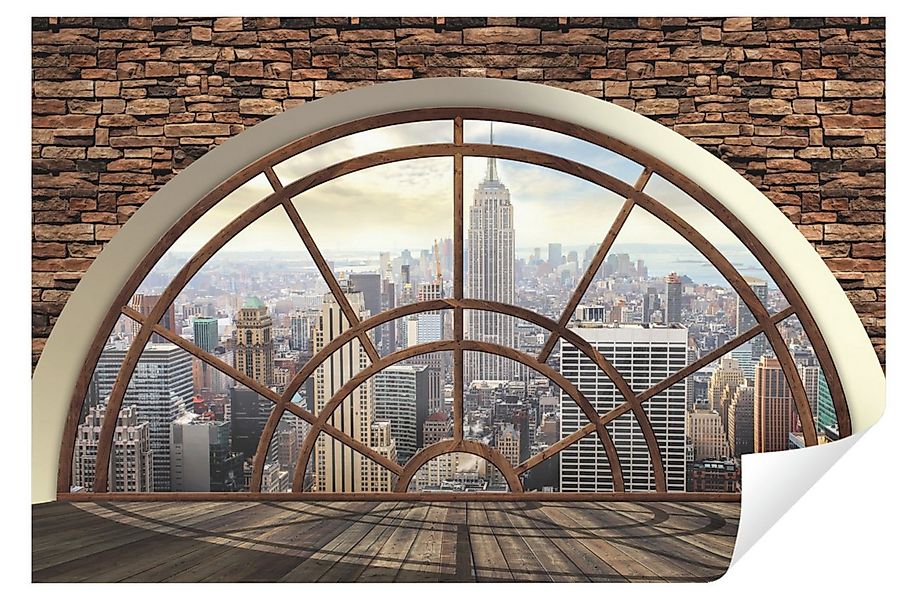 Wallarena Fototapete Fenster New York 3D Vlies Tapete Wohnzimmer Schlafzimm günstig online kaufen