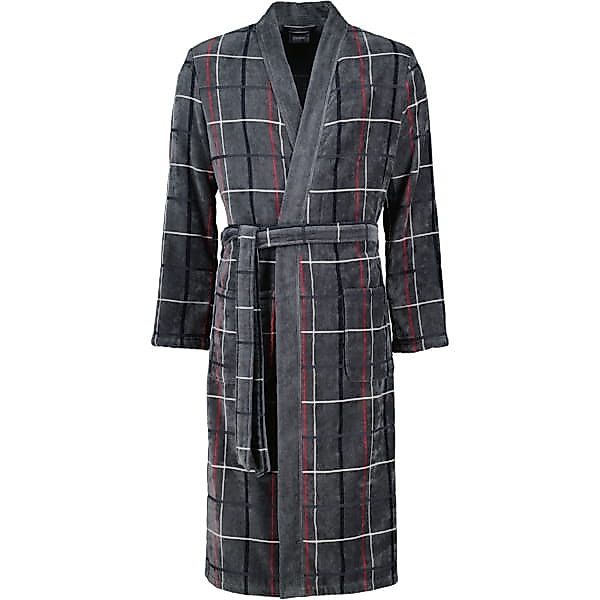 Cawö Herren Bademantel Kimono 4853 - Farbe: anthrazit-rot - 79 günstig online kaufen